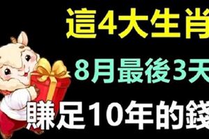 4大生肖8月最後3天，賺足10年的錢