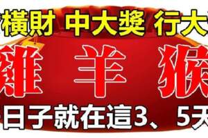 發橫財、中大獎、行大運的生肖，好日子就在這3、5天