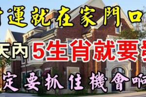 財運就在家門口，六天內就要發的生肖，一定要抓住機會啊