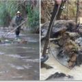 河道被堵塞，村民都不願意去清理，挖倒一半，岸邊的人都坐不住了，一筆財富到手！