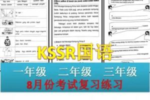 8月份KSSR國語考試復習練習（一、二、三年級）