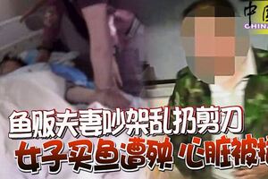 魚販夫妻吵架亂扔剪刀女子買魚遭殃心髒被插