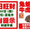 今天3月22日,每日旺財生肖提示：兔蛇馬龍，牛虎豬鼠。財運亨通大財將至！留言22838必轉！