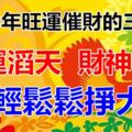 2019年旺運催財的三生肖，好運滔天，財神關照，賺錢能力非凡