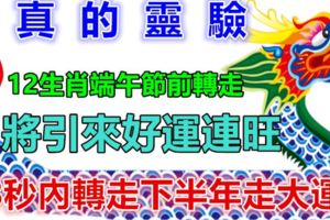 12生肖端午節前轉走將引來好運連旺，88秒內轉走下半年走大運！真的靈驗！