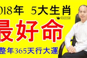 2018年最好命，橫財大發，偏財連旺，一整年365天行大運的5大生肖