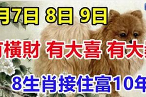 1月7.8.9日有橫財，有大喜，有大獎，8生肖接住富10年！