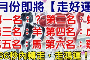 5月份即將「走好運」的6生肖，第一名是你嗎?上榜必轉！66秒內轉走，走鴻運！