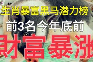 12生肖暴富黑馬潛力榜，前3名今年底前，財富暴漲！