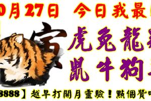 10月27日，今日我最旺！虎兔雞龍鼠牛狗羊！【98888】越早打開越靈驗！點個讚吧！