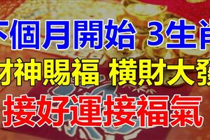 下個月開始財神賜福，橫財大發，接好運接福氣，富貴延綿的3生肖