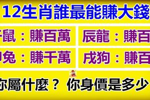 財運寫在命理上，12生肖誰的身價最高、最能賺大錢