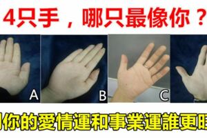 心理測試：4隻手，哪只最像你？測你的愛情運和事業運誰更旺？