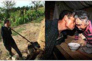 失去雙手的他每天用「嘴餵母親」，有人嘲笑他不如去當「乞丐」…他只用一句話就讓對方從此閉嘴！