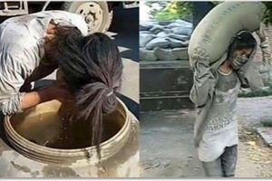農村妙齡女孩工地扛水泥，整天灰頭土臉，「洗臉」之後太美了！！