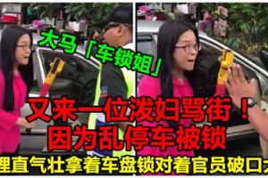 【大馬再出「車鎖姐」】又來一位潑婦罵街！因為亂停車被鎖，竟還理直氣壯拿著車盤鎖對著官員破口大罵！（內附視頻）