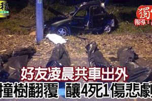 好友凌晨共車出外撞樹翻覆釀4死1傷悲劇