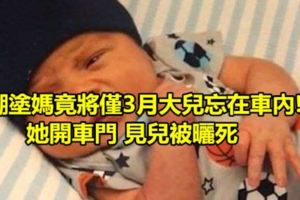 糊塗媽媽竟將僅3月大兒忘在車內!她開車門見兒被曬死