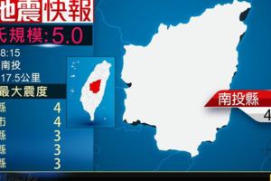地牛翻身！8:15南投發生規模5.0地震