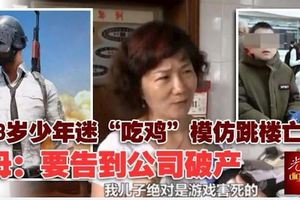 13歲少年迷「吃雞」模仿跳樓亡母：要告到公司破產