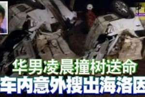 華男凌晨撞樹送命車內意外搜出海洛因