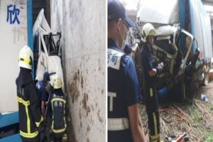 國道大貨車墜落大排2人無生命跡象