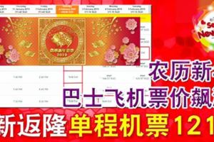 准備回鄉過年車票和機票了嗎？農歷新年巴士飛機票價飆漲！新返隆單程機票也要1210！還未買的快看！