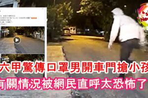 馬六甲驚傳口罩男開車門搶小孩！有關情況被網民直呼太恐怖了！