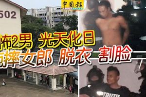 恐怖2男光天化日拖摔女郎，割傷她的臉和手臂，疾步逃離現場。