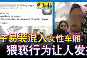 巫裔男子易裝後，混入電動火車女性車廂，伺機向其他女性乘客作出猥褻行為，行徑令人發指！