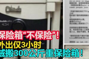 保險箱「不保險」！外出僅3小時家被竊，賊搬300公斤重保險箱！
