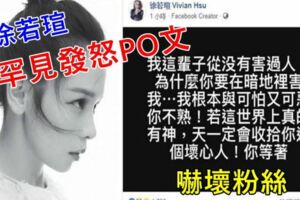 「天一定收拾你這壞心人！」徐若瑄罕見發怒PO文嚇壞粉絲：「為什麼要在暗地裡害她？」