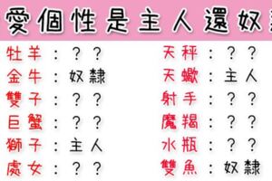 十二星座戀愛裡的「個性」，是「主人」還是「奴隸」？這個星座超乎你想像！
