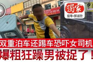 雙重泊車還踢車恐嚇女司機爆粗狂躁男被捉了！