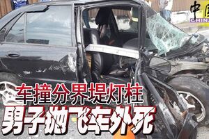 車撞分界堤燈柱男子拋飛車外死