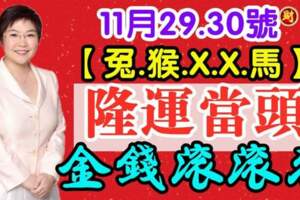 11月29.30號（兔.猴.X.X.馬）隆運當頭，金錢滾滾來