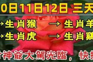 1月10日11日12日三天財神爺大駕光臨，財富進門的四大生肖