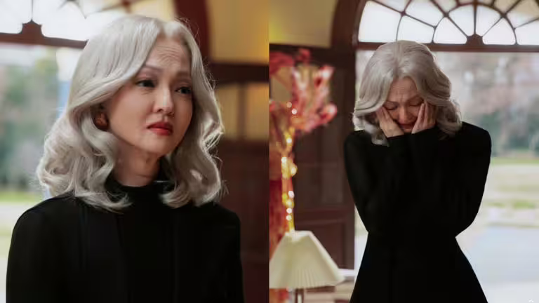 張韶涵畫老妝呈現80歲的模樣。(圖/翻攝自微博) 張韶涵畫老妝呈現80歲的模樣。(圖/翻攝自微博)