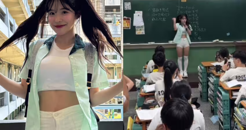 李多慧現蹤校園萌喊「考試加油！」國三生抬頭一看暴動了