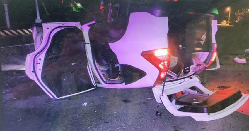 台中3祖孫開車遭撞翻覆四輪朝天 駕駛肇事後竟棄車逃逸