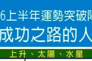 2016上半年運勢突破障礙邁向成功之路的人星座