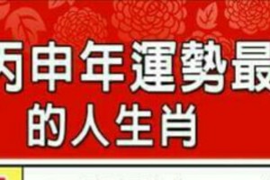 2016年丙申年運勢最旺的人生肖