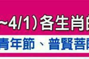 3/26~4/1 各生肖整體運勢