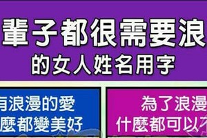 一輩子都很需要浪漫的女人姓名用字