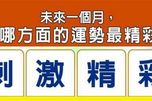 超神測驗~【未來一個月，我哪方面的運勢最精采？】。留言1688一路發。。