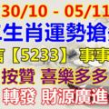 【30/10-05/11】十二生肖運勢搶先看這週誰最旺？【5233】事事如意！按贊喜樂多多！轉發財源廣進！