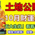 土地公賜福「10月財運最旺的五大生肖」看看有您嗎？