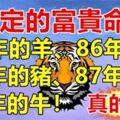 上天註定的富貴命格：79年的羊、86年的虎、83年的豬、87年的兔、85年的牛