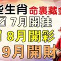 這些生肖，7月開掛，8月開彩，9月開財