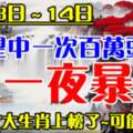 7月8日～14日有望中一次百萬頭獎，必一夜暴富的生肖